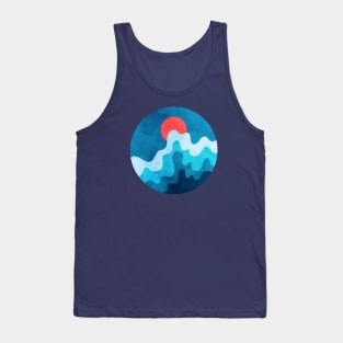 Vibrant Dark Blue Sky and Ocean Waves Art Tank Top